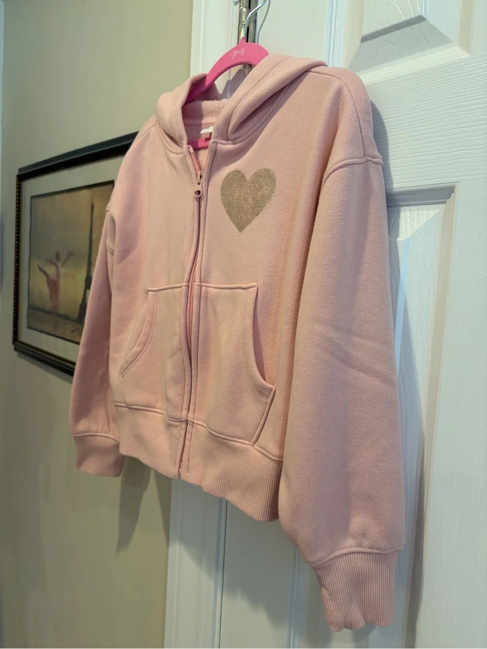 The Children’s Place Pink Zip Hoodie with Glitter Heart